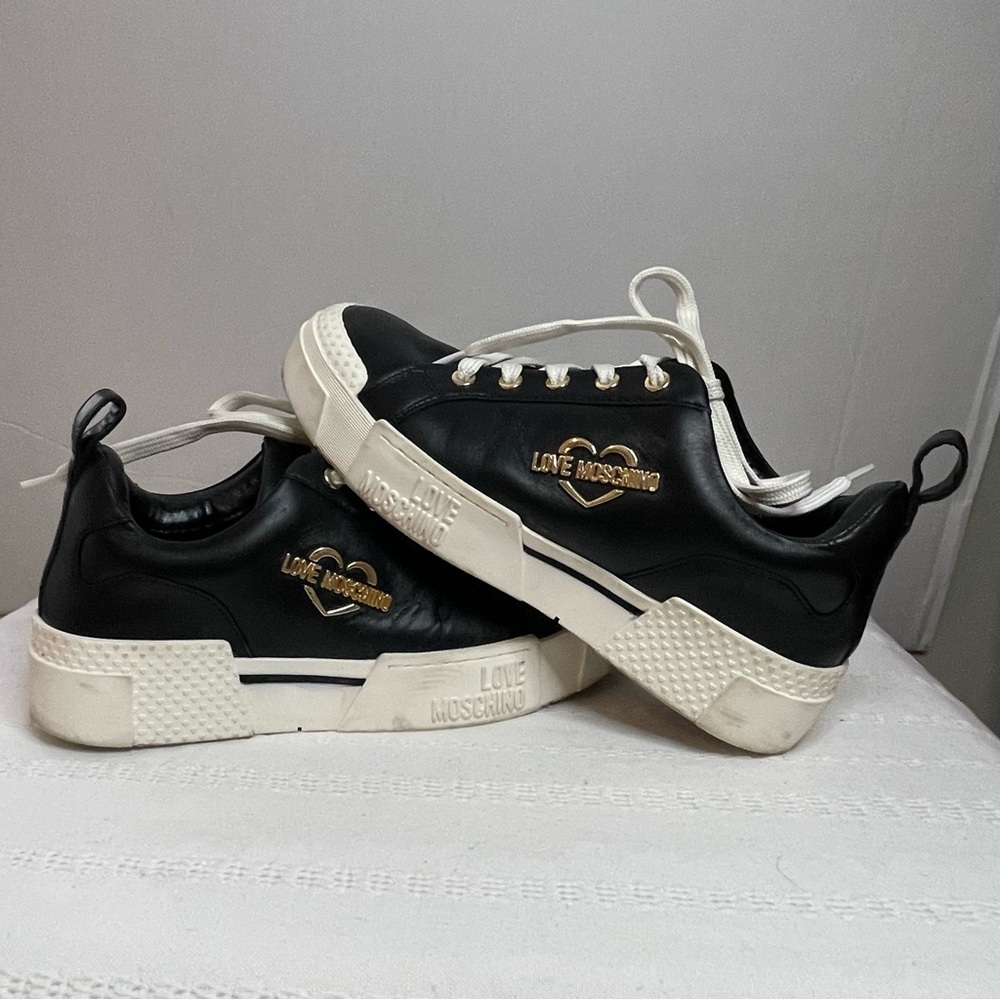 Love Moschino Black and White Sneakers size 7 or 37